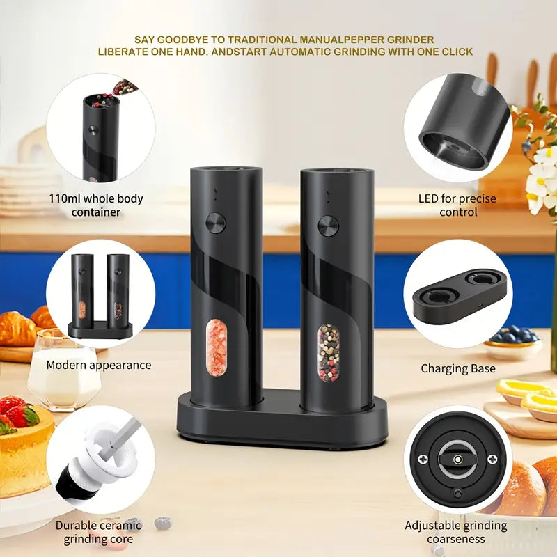 Rechargeable Electric Salt & Pepper Grinder Set