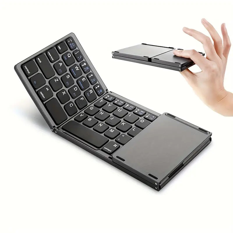 Portable Wireless Three-Fold Keyboard with Touchpad
