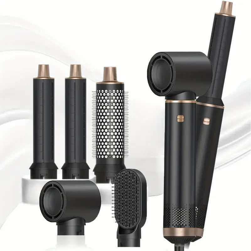 5-in-1 Hot Air Brush Styler Set – Hair Dryer, Curling Iron