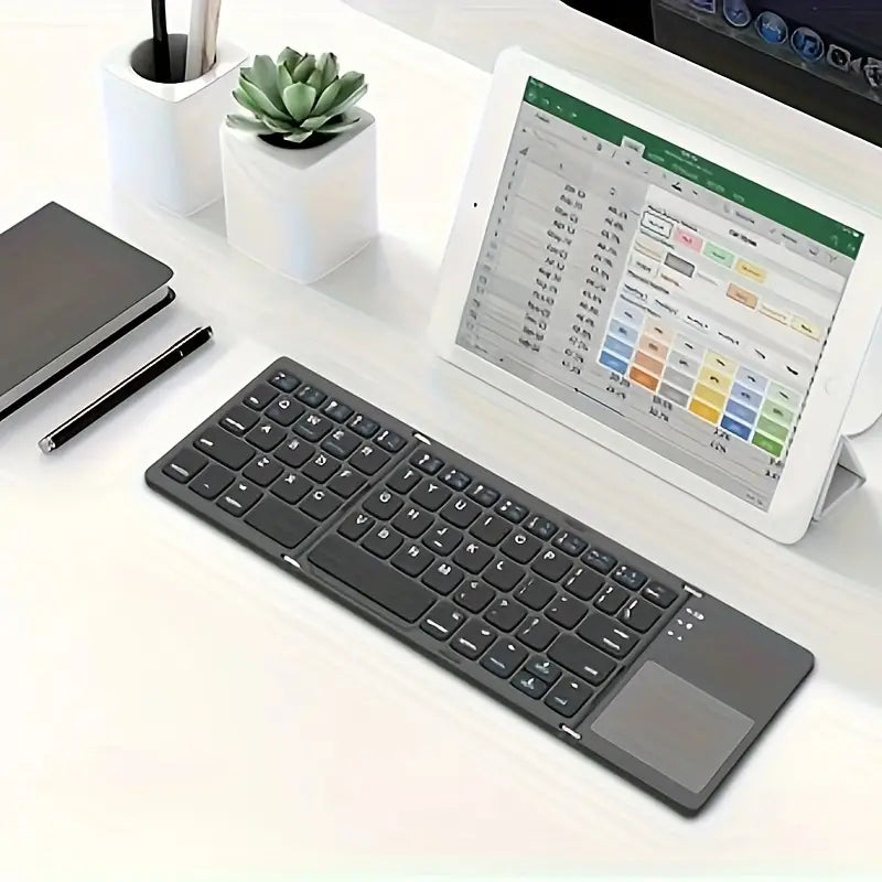 Portable Wireless Three-Fold Keyboard with Touchpad
