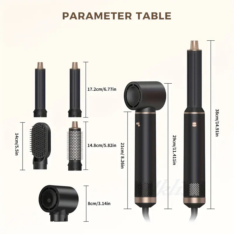 5-in-1 Hot Air Brush Styler Set – Hair Dryer, Curling Iron